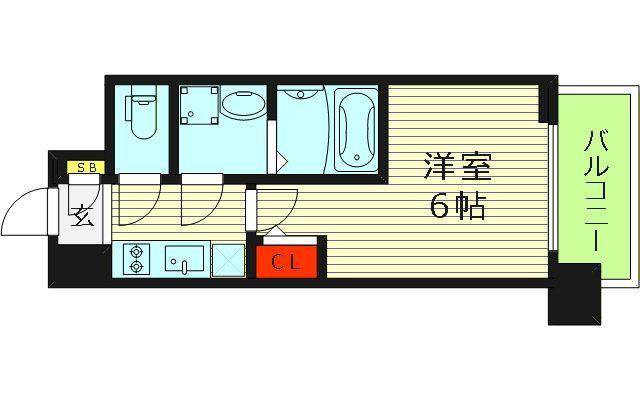 エスリード大阪城イースト(1K/9階)の間取り写真