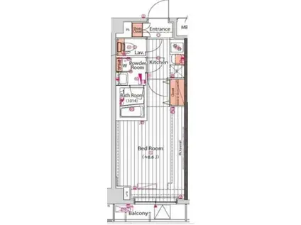 アルテシモレーヴ(1K/5階)の間取り写真