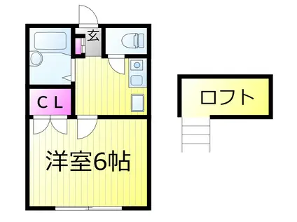 レオパレスミウラII(1K/1階)の間取り写真