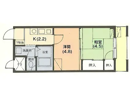アルシェ浜松(2K/2階)の間取り写真
