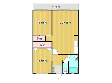 スカイコート大石町 1(2LDK/4階)の間取り写真