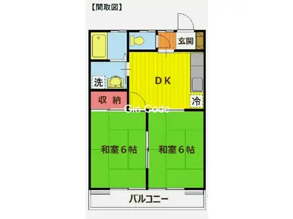 サンライズハイツ(2DK/2階)の間取り写真