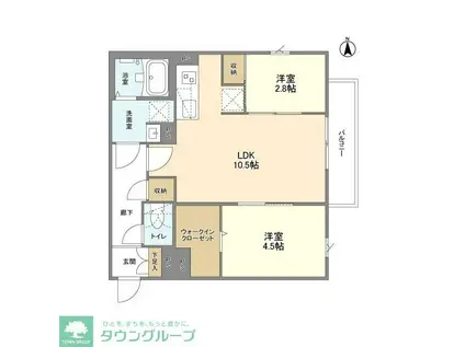 ウェルスクエア新中野II(2LDK/1階)の間取り写真