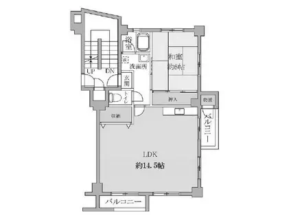 武里団地 5-13号棟(1LDK/3階)の間取り写真