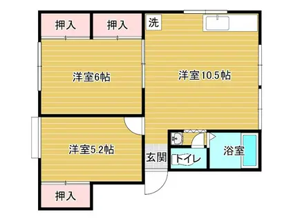 コーポナカガワ(2LDK/2階)の間取り写真