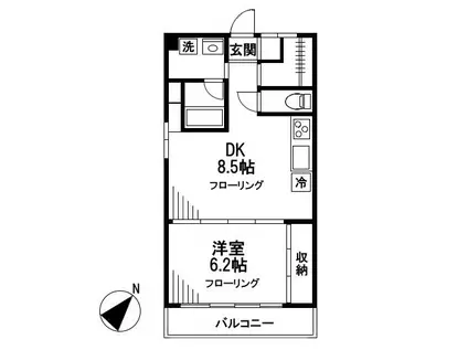 サードリーハイツ本館(1LDK/6階)の間取り写真
