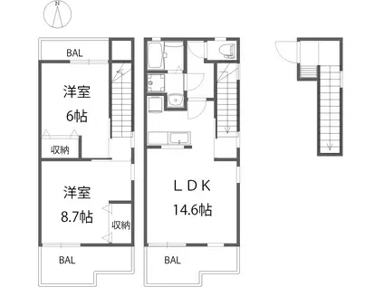公園通壱番館(2LDK/1階)の間取り写真