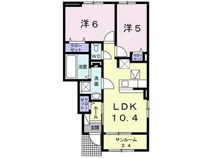 ユーフォリア(2LDK/1階)の間取り写真
