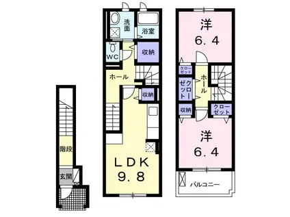 エピナールII(2LDK/2階)の間取り写真
