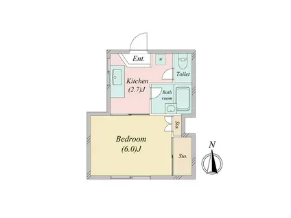 プリムヴェール(1K/1階)の間取り写真