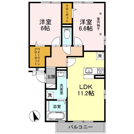 アンクレージュせんげん台(2LDK/1階)の間取り写真