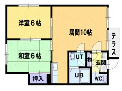コーポ風花(2LDK/2階)の間取り写真