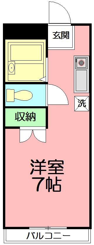 キュービック湘南壱番館(ワンルーム/3階)の間取り写真
