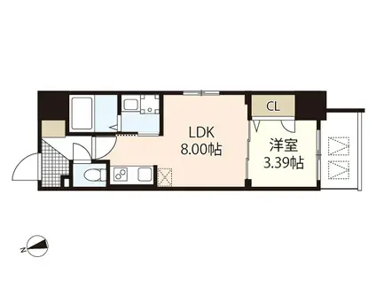 S-RESIDENCE観音公園ALORIA(1LDK/11階)の間取り写真