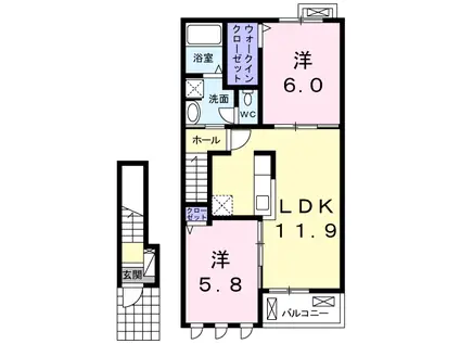 プレジール I(2LDK/2階)の間取り写真