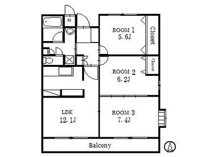ネーブルうらやしきA(3LDK/2階)の間取り写真
