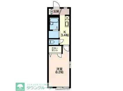 リアコートI(1K/1階)の間取り写真