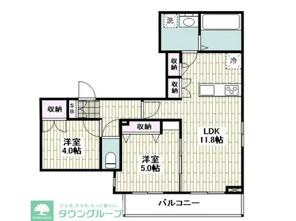 雪ノ下1丁目メゾン(2LDK/2階)の間取り写真