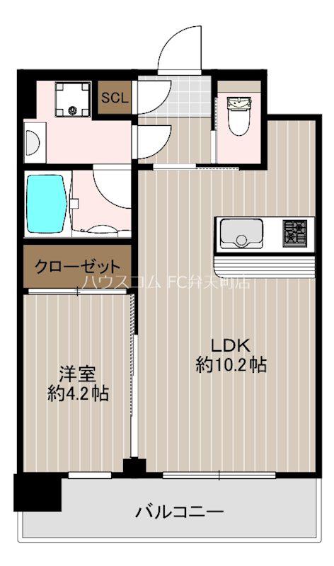 プレジオ弁天町(1LDK/8階)の間取り写真