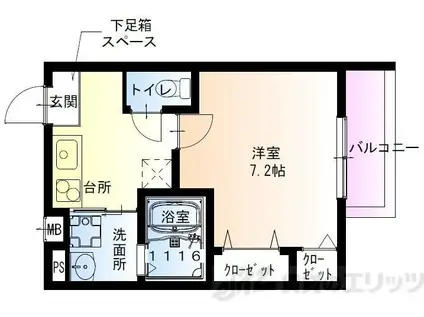 フジパレス吹田朝日が丘III番館(1K/1階)の間取り写真