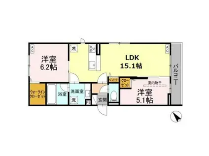 シャルムコート(2LDK/1階)の間取り写真