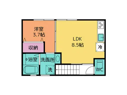 LE CHIEN (1LDK/2階)の間取り写真