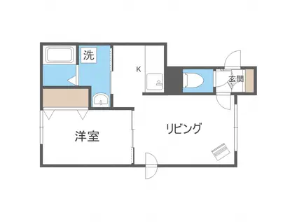 ボヌールSK中の島(1LDK/3階)の間取り写真