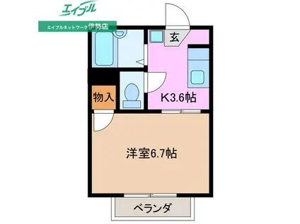 MY.フォーブル西C(1K/1階)の間取り写真