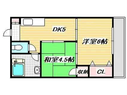 コーポ櫻(2DK/2階)の間取り写真