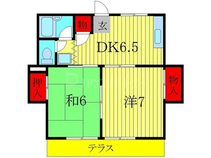 サンハイツ(2DK/1階)の間取り写真
