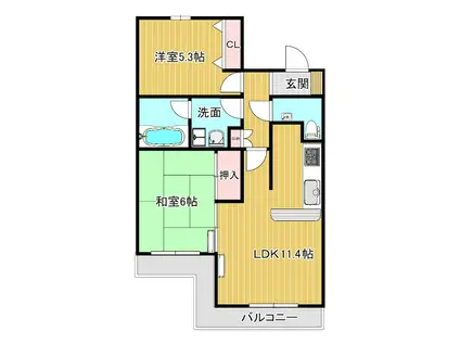 ランビニオン(2LDK/2階)の間取り写真