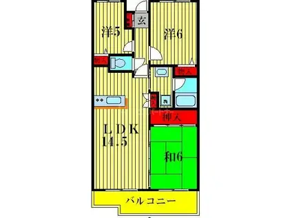 キャピタルステート(3LDK/6階)の間取り写真