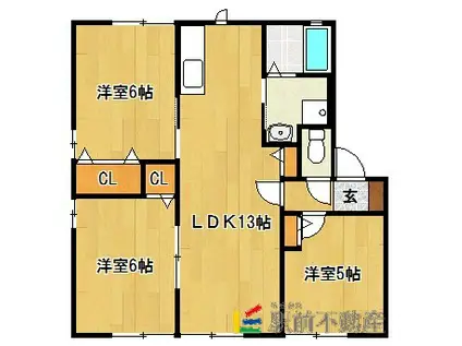パル山崎(3LDK/1階)の間取り写真