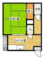 GORIハイツ(1DK/2階)の間取り写真