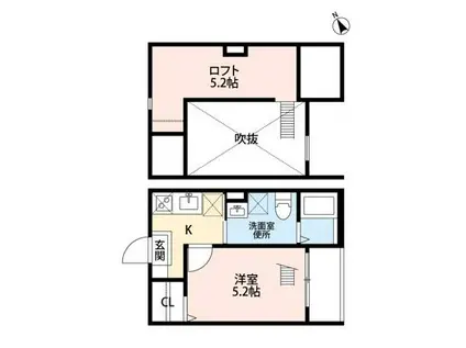 ソレイユの丘(1K/2階)の間取り写真