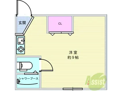 メゾン槻木(ワンルーム/2階)の間取り写真