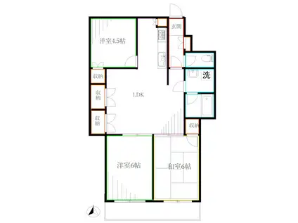 コーポラス宗峰(3LDK/3階)の間取り写真