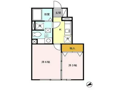 セジュールレーヌ(2K/1階)の間取り写真