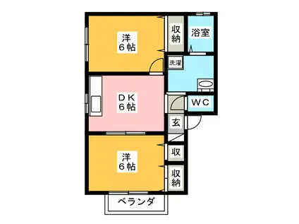 エクセラン馬渕 B(2K/1階)の間取り写真