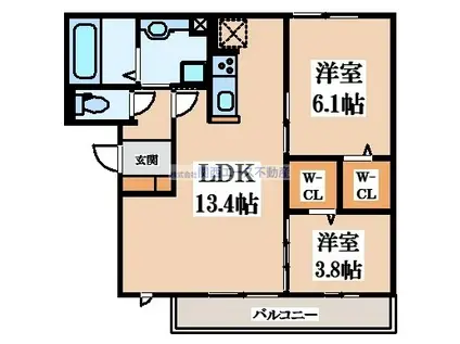 カーサリバティバランスセカンド(2LDK/3階)の間取り写真
