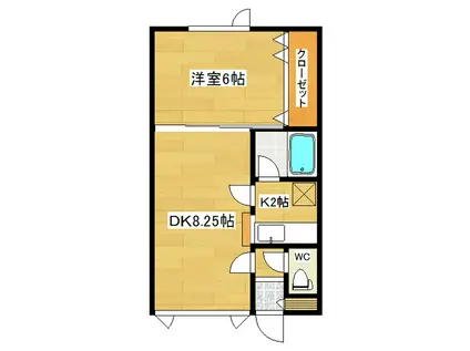 ラピュタハウスB(1LDK/2階)の間取り写真