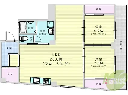 大森ビルⅠ(2LDK/2階)の間取り写真