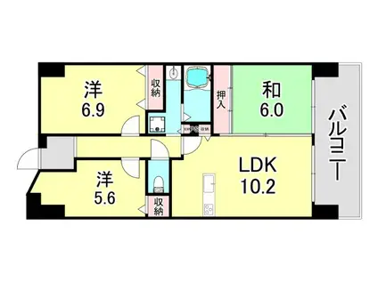 グレーシィ須磨アルテピアⅢ番街2期棟(3LDK/9階)の間取り写真