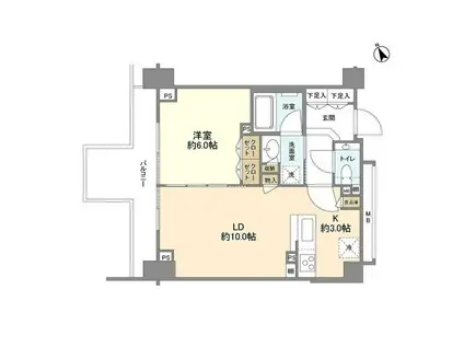 シティハウス二子玉川(1LDK/4階)の間取り写真