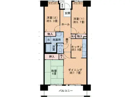 都島リバーシティ(3DK/3階)の間取り写真
