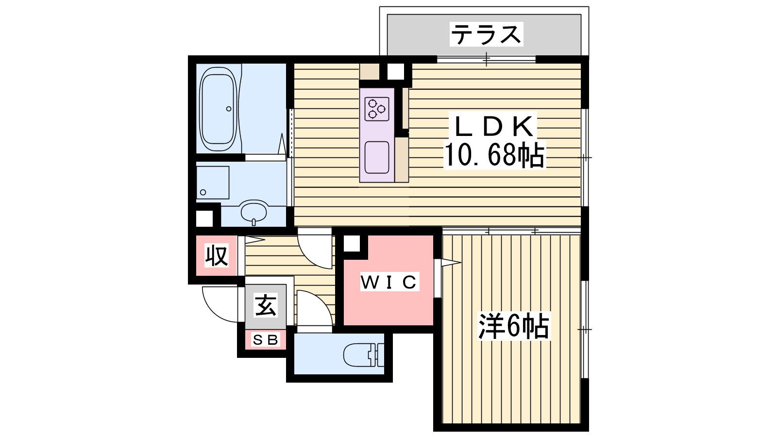 SUMIKA B棟(1LDK/1階)の間取り写真