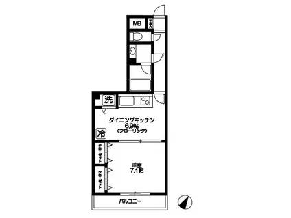 エクメーネ日本橋(1DK/7階)の間取り写真
