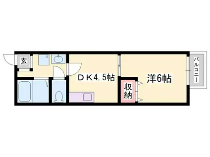 アーバンコスモ(1DK/2階)の間取り写真