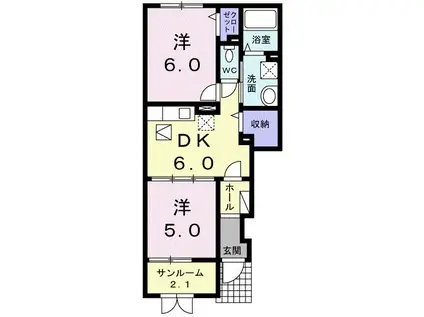 レジーナ・プリマヴェーラ(2DK/1階)の間取り写真