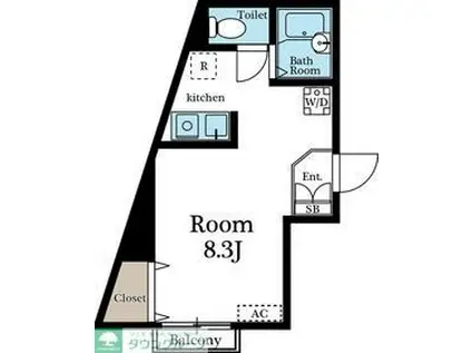 ディアコート新川崎(1K/1階)の間取り写真